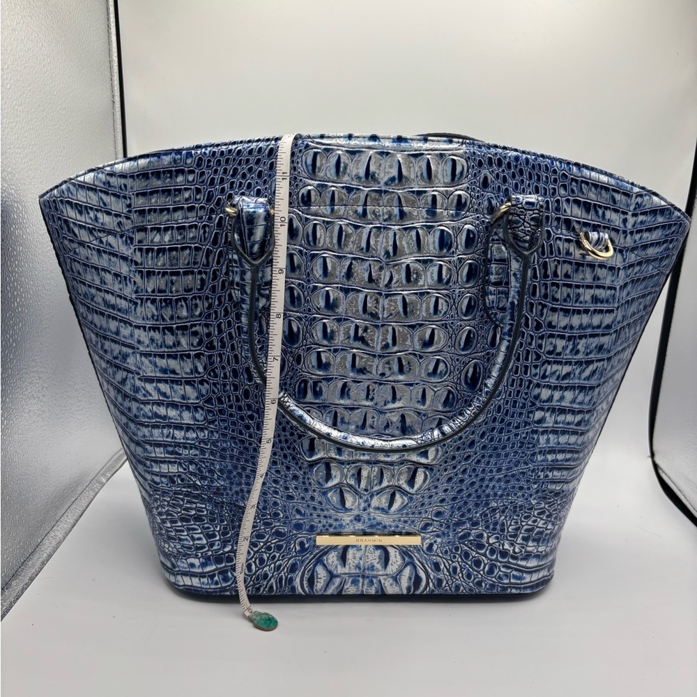 Brahmin Jeanne Leather Large Tote Style Bag Coastal Blue Melbourne - Picture 12 of 15